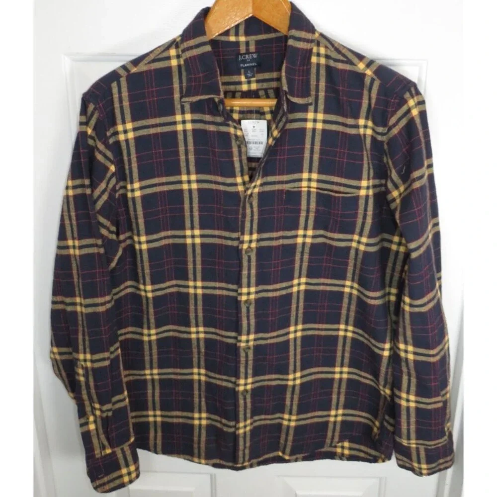 *NWT* J. Crew Men's Button Down Flannel Shirt Plaid Size LG